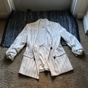 Black and white pinstriped blazer